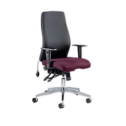 Image of Dynamic Independent Seat & Back Posture Chair Height Adjustable Arms Onyx Black Back, Tansy Purple Seat Without Headrest High Back