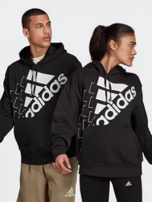 Image of adidas Essentials Logo Hoodie (gender Neutral), Black/White, Size 2XL, Men