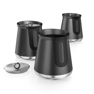 image of Morphy Richards Aspects Set of 3 Large Round Storage Canisters - Titanium