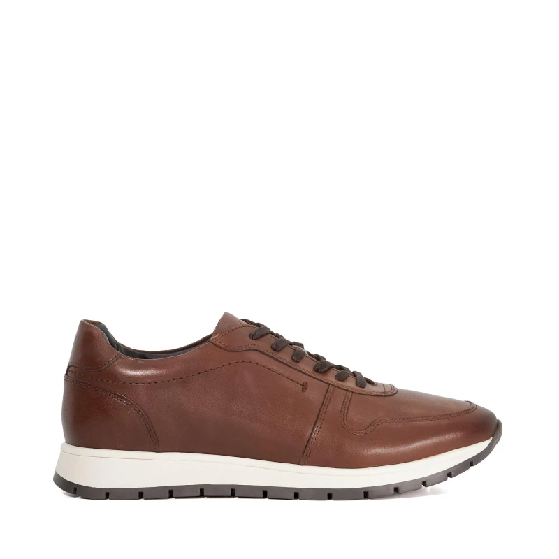 Image of Dune London Mens Tris Low-Top Trainers Brown Lthr male 7 (41)
