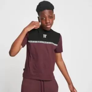 Image of 11 Degrees Taped T-Shirt - Mulled Red/Black - 10-12 Years