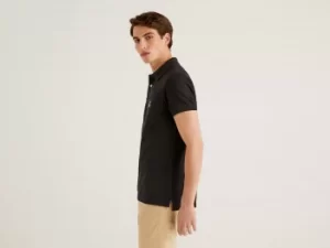 Benetton, Black Slim Fit Polo, taglia M, Black, Men