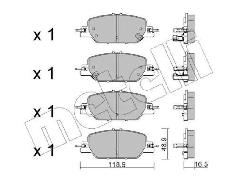 Image of METELLI Brake pad set METELLI 22-1154-0