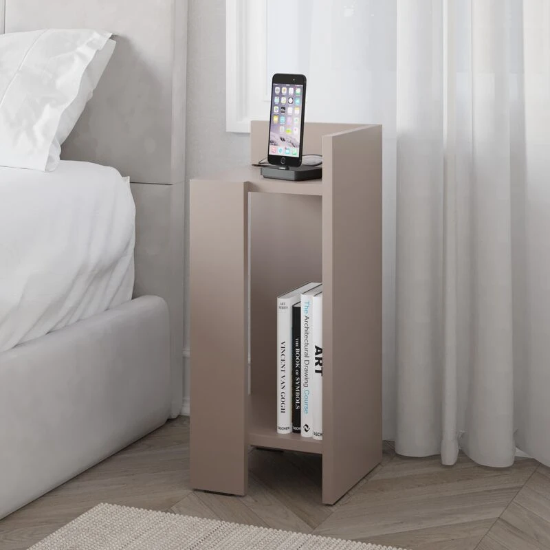 Image of DECORTIE Decortie - Elos Modern Bedside Table Right Module - Mocha Grey - Mocha Grey M.KO.14165.3