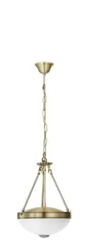 Image of Pendant Ceiling Light Colour Bronzed Shade White Satin Glass Bulb E27 2x60W