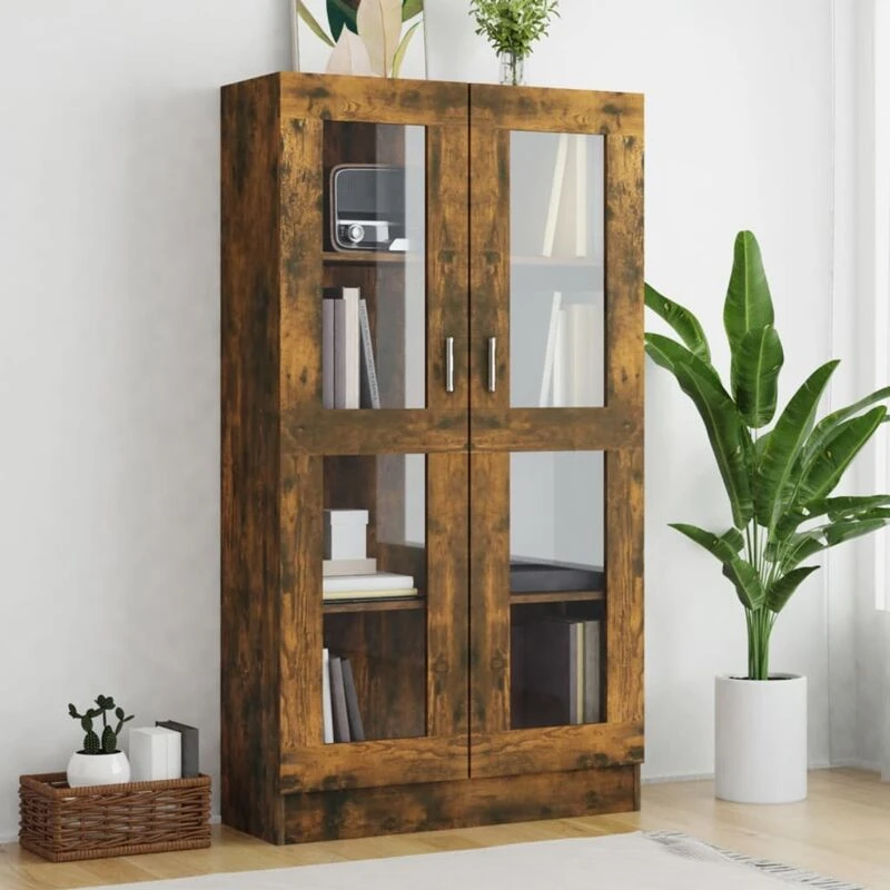 Image of VIDAXL Vitrine Cabinet Smoked Oak 82.5x30.5x150cm Engineered Wood vidaXL 8720286931820