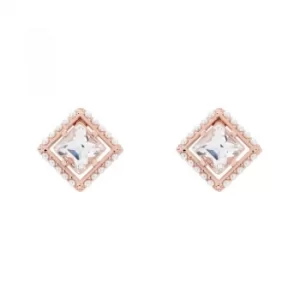 image of Ted Baker Ladies Payge Pearl Frame Crystal Square Stud Earring