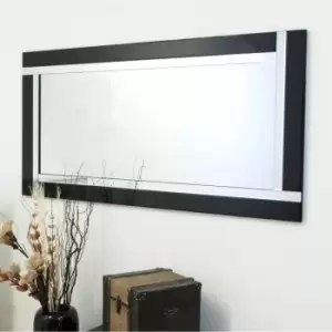 image of MirrorOutlet Aston Black All Glass Full Length Mirror 174 X 85 Cm