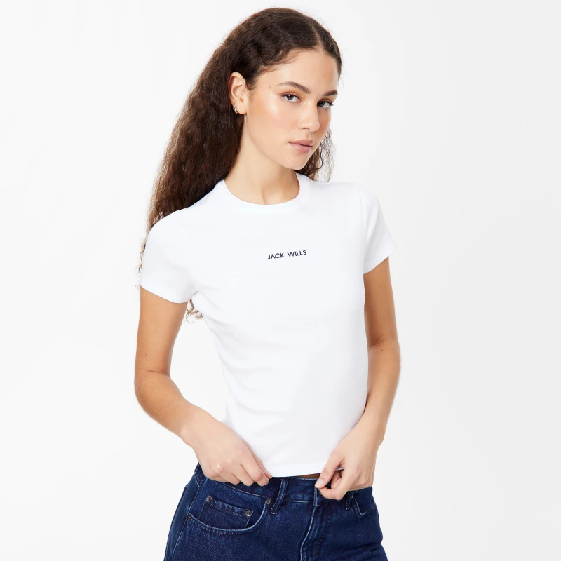 Image of Jack Wills Longline Baby T-Shirt - White White 6