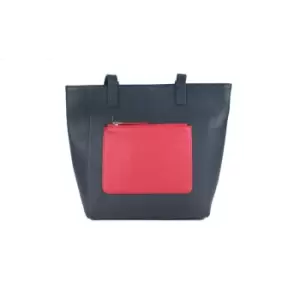 Image of Eastern Counties Leather Ladies Polly Contrast Pocket Tote Bag (navy/Pink)