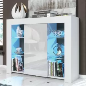 image of Modern Sideboard Display Cabinet Cupboard tv Stand Living Room High Gloss Doors - White - White