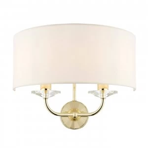 Image of 2 Light Indoor Candle Wall Light Brass, E14