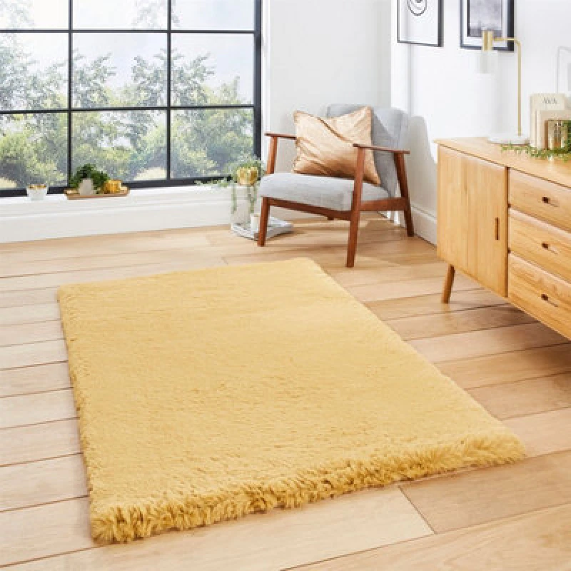 Image of Super Teddy Rectangle Rug Mustard