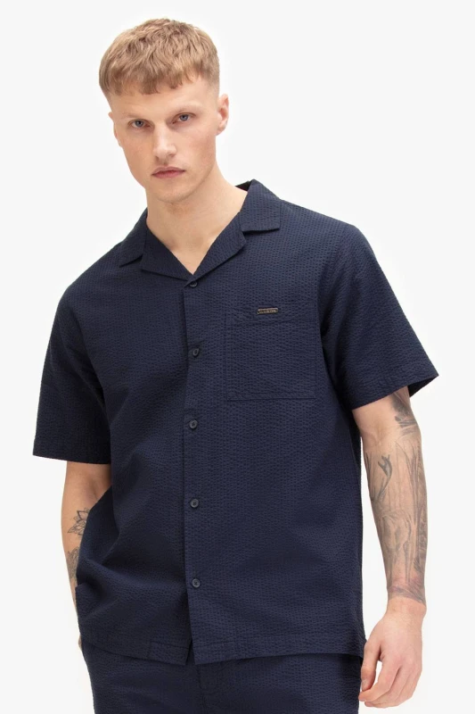 Image of Luke 1977 Mens Millook Shirt in Dark Navy Size: Small Dark Navy Male S