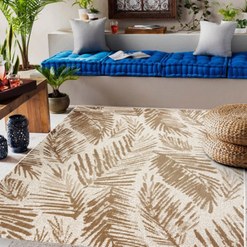 Image of RugsX Flat 48977256 Sisal Carpet Palm Leaves - Natural Beige Straw Color, String 80X150 Cm