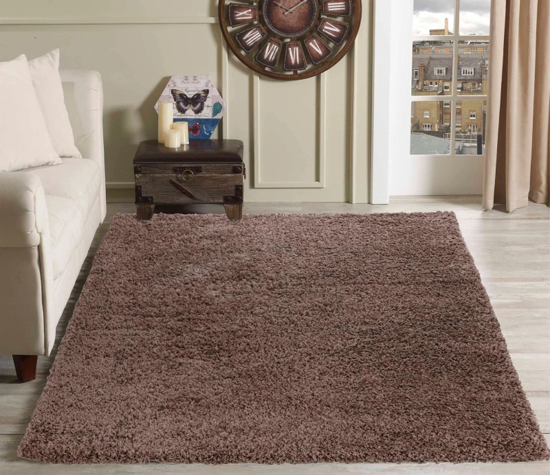 Image of Desire Rugs Plain Living Room Shaggy Area Rugs D.beige 160X230 Cm