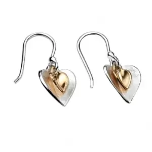 Image of Elements Silver Gold Plated Double Heart Earrings E4466Z364