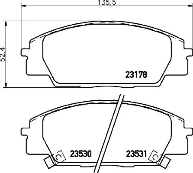 Image of HELLA Brake pad set HELLA 8DB 355 009-731