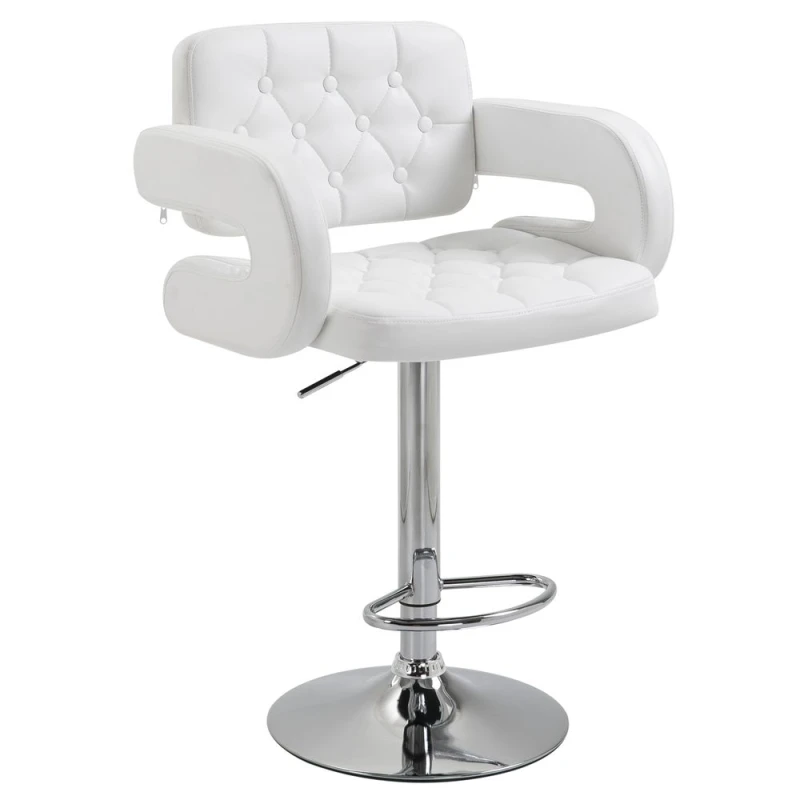 Image of HOMCOM Adjustable Height Barstool Steel Pole Pu Leather Bistro Home Kitchen White 835-008V70WT