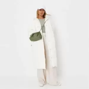 Missguided Vertical Seamed Longline Puffer Coat - Beige