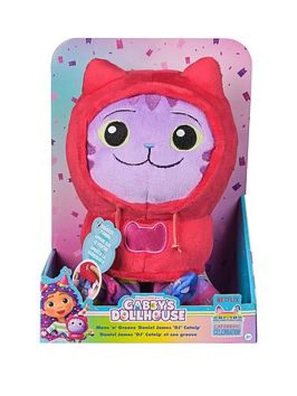 Image of Gabby's Dollhouse Move & Groove Daniel James DJ Catnip Plush Toy 25cm-Tall Stuffed Animal with Moving Arms Kids Toys for Girls & Boys Aged 3+