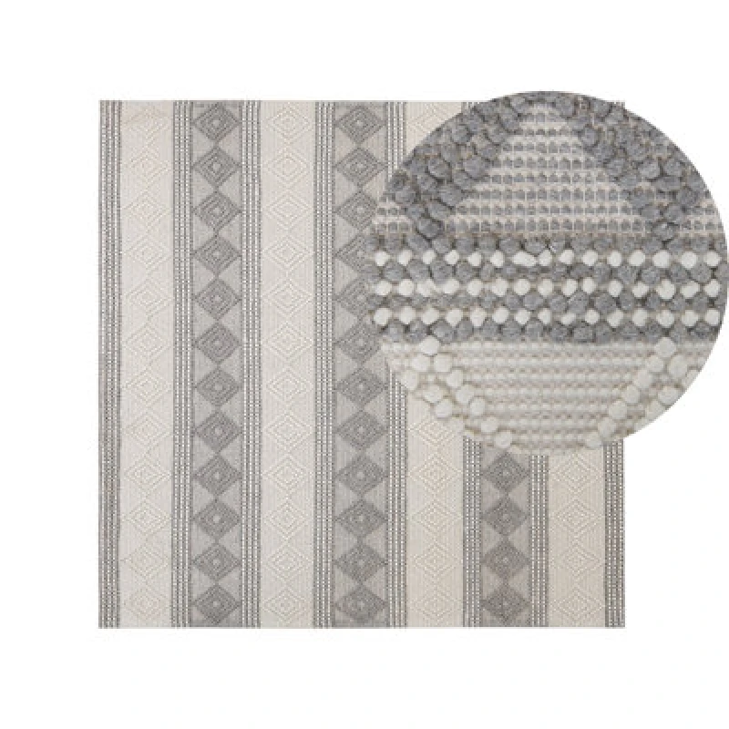 Image of Beliani Rug Bozova Light Beige 200 X 200 Cm Wool