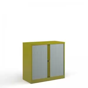 Bisley systems storage low tambour cupboard 1000mm high - green