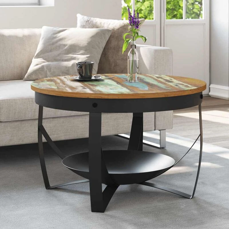 Image of VIDAXL Coffee Table Ø68x43cm Solid Reclaimed Wood vidaXL 8720286070567