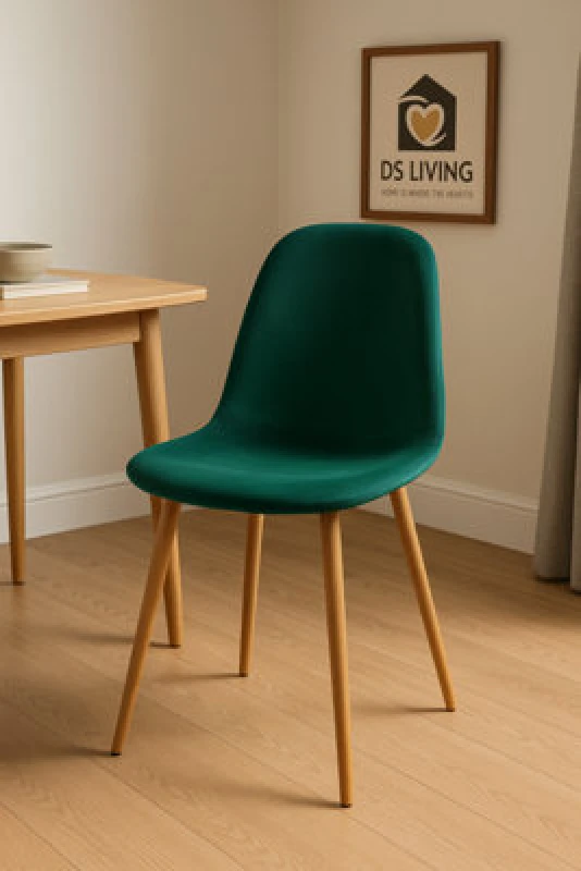 Image of Ds Living Luxe Dining Chair 2Pc Verdant Green Wooden Printed Coating