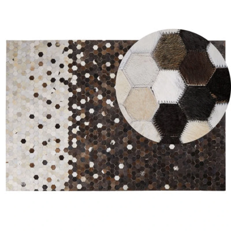 Image of Beliani Rug Eyim Brown 140 X 200 Cm Leather