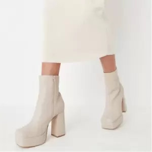 Missguided Extreme Platform Faux Leather Boots - White