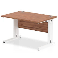 image of Impulse 1200/800 Rectangle White Cable Managed Leg Desk Walnut