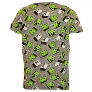 image of Minecraft Boys Zombie Creeper All-Over Print T-Shirt (11-12 Years) (Green)