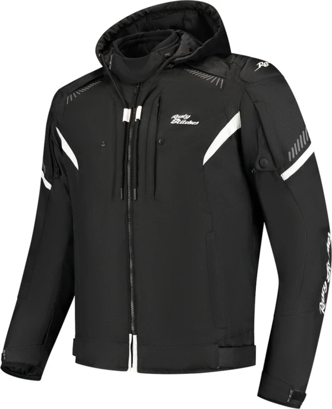Image of Rusty Stitches Dylan Waterproof Motorcycle Textile Jacket, black-white, Size L for Men