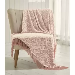 Image of Portfolio Ascot Chevron Pink 100% Cotton Chair Sofa Couch Bed 180x250cm - Multicoloured