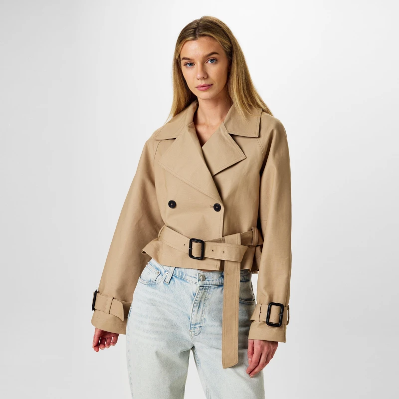 Image of Jack Wills Cropped Trench Coat - Beige Beige 8