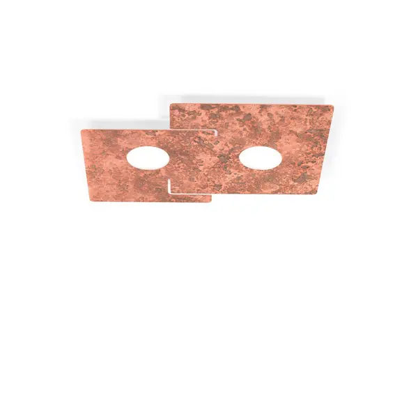 image of Square Lifestyle Metal Surface Mounted Ceiling Light - Vintage Copper Finish, 2x GX53