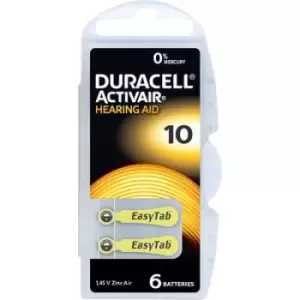 Image of Duracell Activair 10 Hearing aid battery ZA 10 Zinc air 90 mAh 1.45 V 6 pc(s)