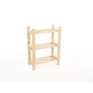 image of Solid pine3 shelf narrow slatted storage unit