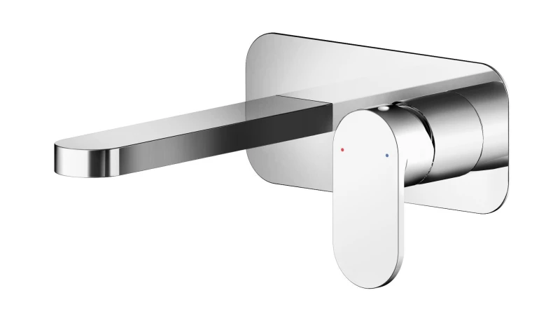 Image of Balterley Round Wall Mount 2 Tap Hole Basin Mixer Tap Back Plate Chrome Silver unisex