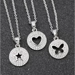 image of Stylish Cut Out Pave Platinum Plated Necklace