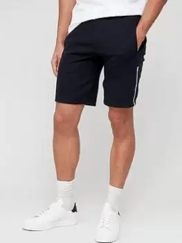 Image of Armani Exchange Silver Label Jersey Shorts - Navy, Size L, Men