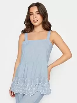 Image of PixieGirl Petite Broderie Hem Cami Top - Blue Size 16-18, Women