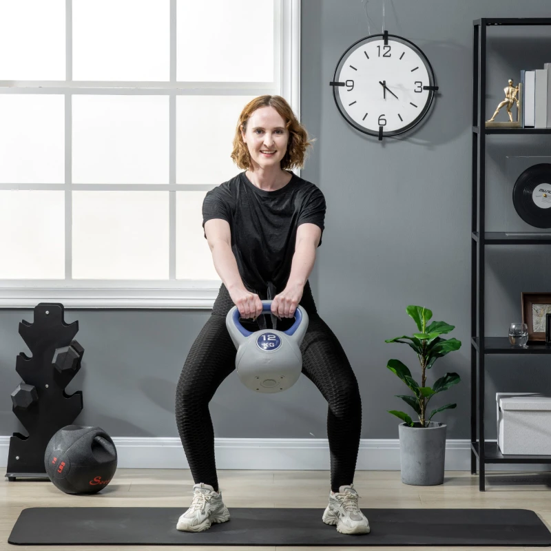 Image of SPORTNOW 12kg Kettle Bell with Handle for Home Gym, Dark Blue & Grey Dark Blue Unisex