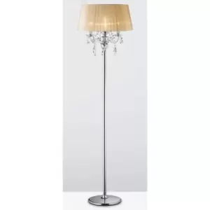 image of 09diyas - Olivia floor lamp with bronze lampshade 3 polished chrome/crystal bulbs