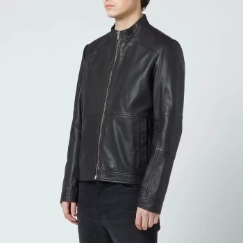 Image of HUGO Mens Lokis Leather Jacket - Black - L