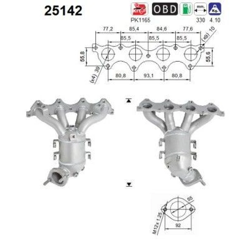 Image of AS Catalytic converter AS 25142