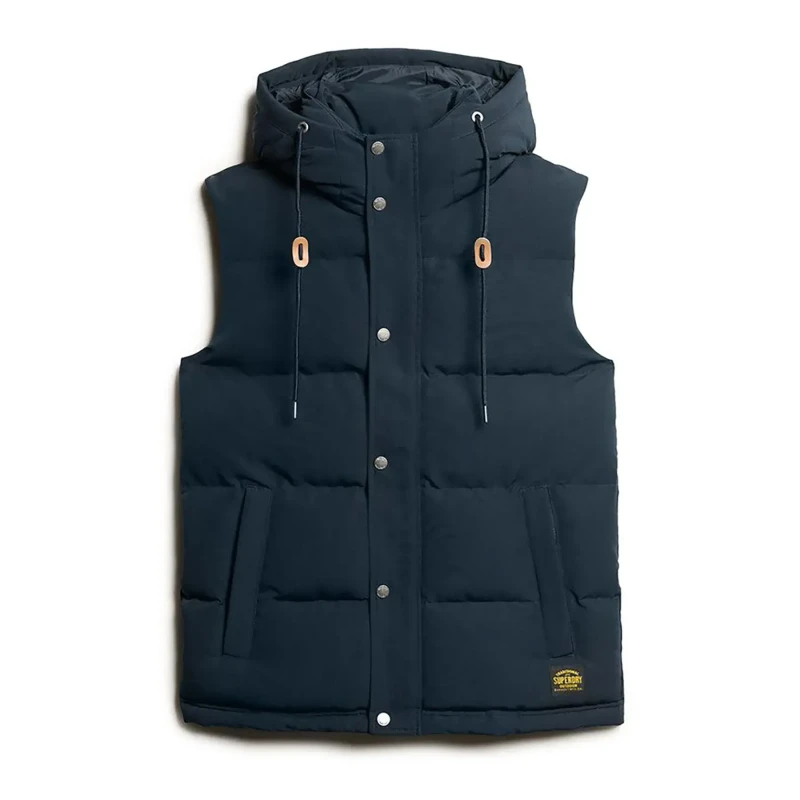Image of Superdry's Everest Hooded Puffer Vest Bleu Male M
