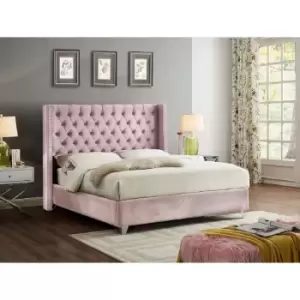 image of Adriana Bed Double Plush Velvet Pink