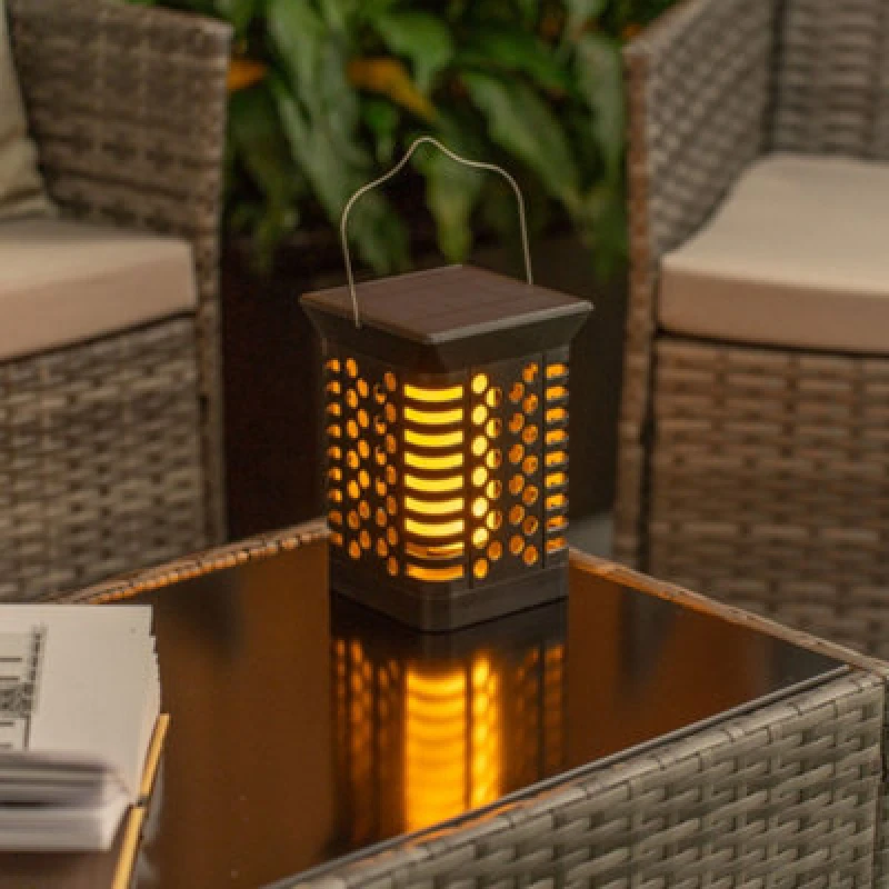 Image of ValueLights Flame Effect Multi Function Solar Lantern Spike Light Black